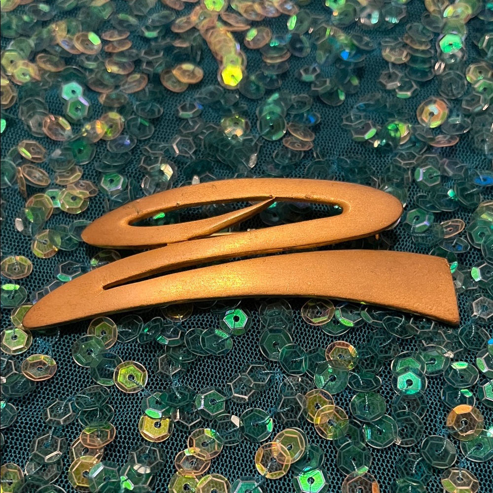 Gold Brooch with Abstract Design
